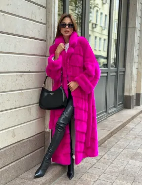 Норковая шуба в цвете фуксия - фото 4