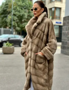 Норковая шуба в цвете пастель - аукционная норка - фото 1