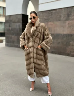 Норковая шуба в цвете пастель - аукционная норка - фото 4