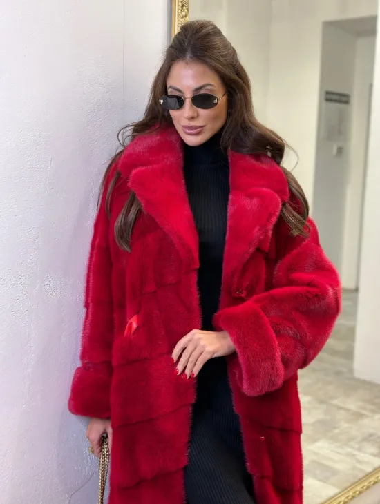 Красная шуба из финской норки - фото 2