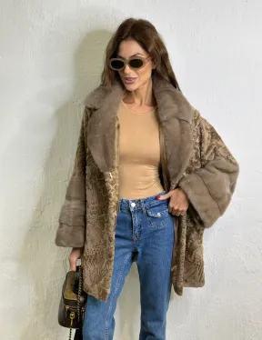 Каракуль кимоно паркет английский воротник - фото 5