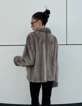 Жакет норковый в цвете сапфир - фото 12