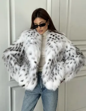 Полушубок из меха аукционной лисы (реплика канадской рыси) - фото 4