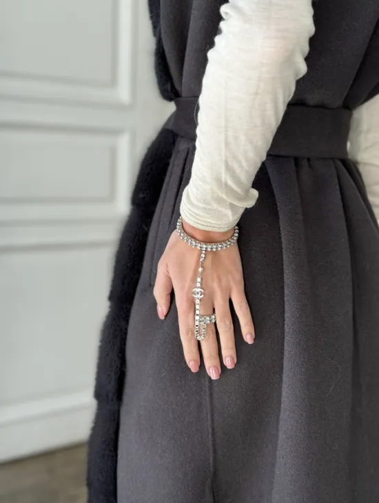 Элегантное пальто из кашемира с мехом норки - фото 3