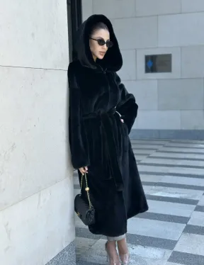 Шуба норка BLACKGLAMA с капюшоном - фото 7