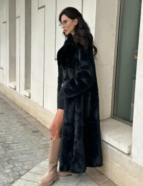 Черная норковая шуба NAFA MINK с поясом в пол - фото 7